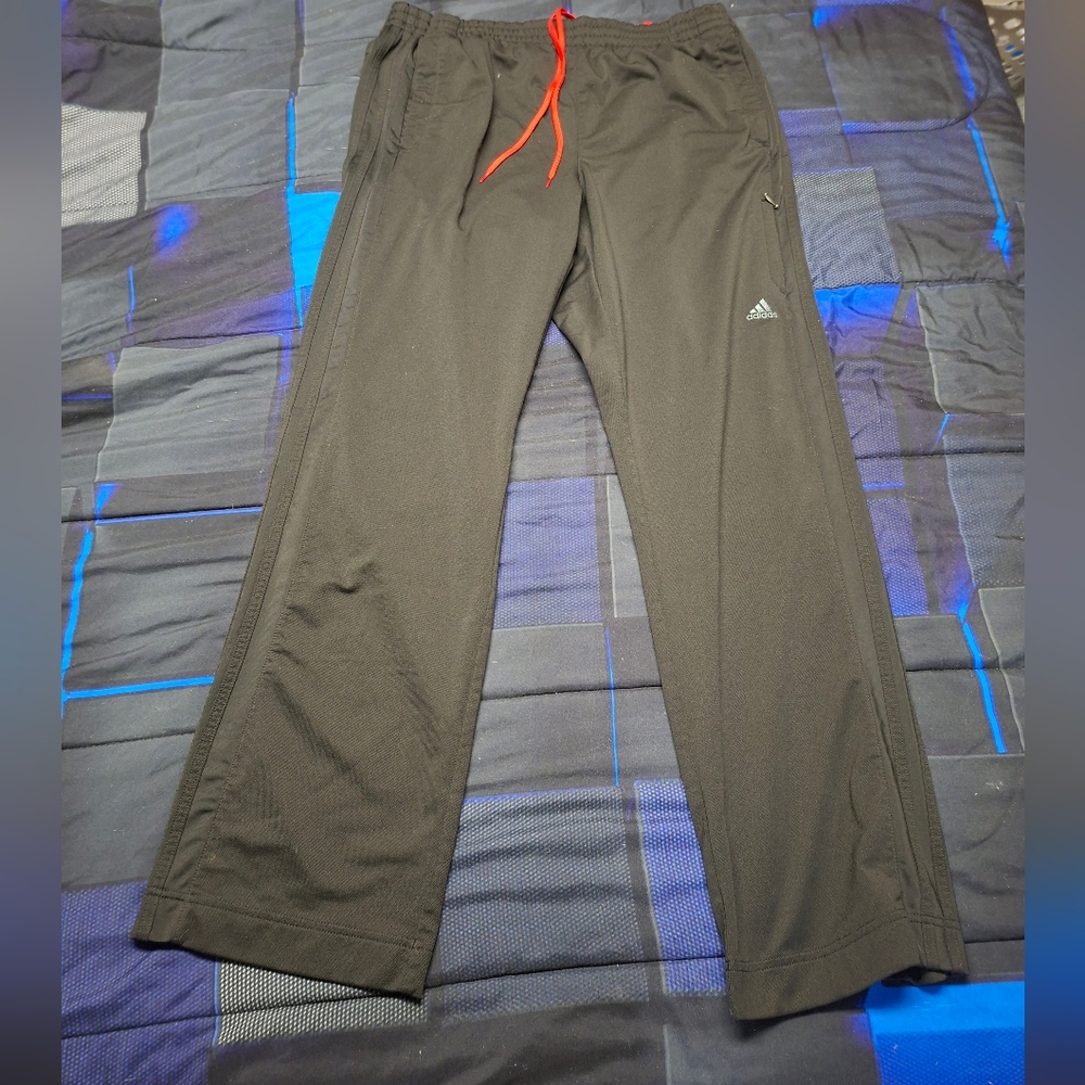 Adidas Men's Black Sweatpants with Red Accent XL